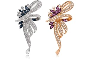 CAREOR Broche florale fantaisie de style vintage en cristal créé pour femmes, filles, dames avec cristal bleu et violet