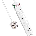 ExtraStar 4 Way Extension Lead with Surge Protection, 13A/250V~ Multi Sockets Power Strips, 3120W Fused UK Plug Wall Mounted Power Socket with 2M Extension Cord-White