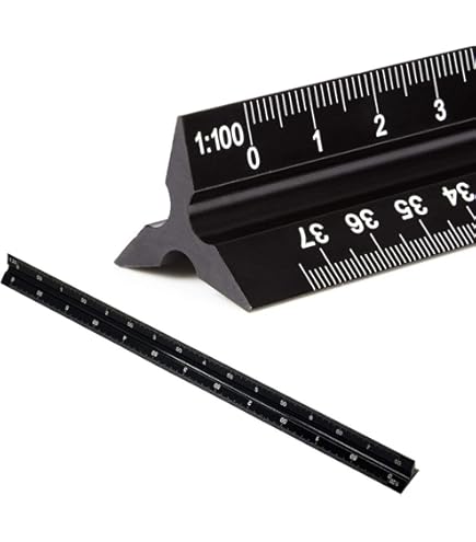 Righello Triangolare In Alluminio - 30cm, Scale 1:20-1:125, Per Architetti E Disegnatori - Foto 10