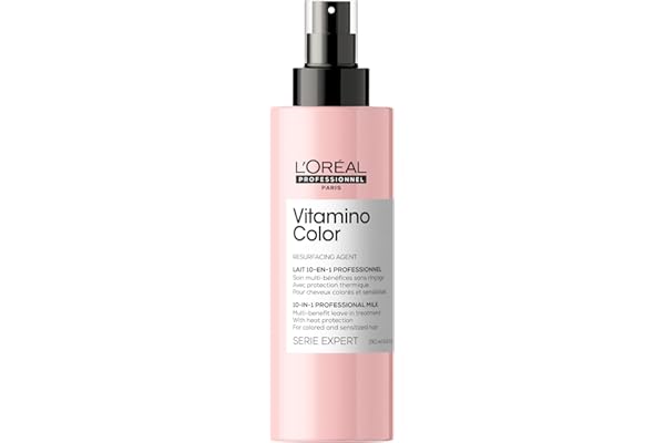 L'OREAL PROFESSIONNEL - Lait en Spray 10-en-1 Fixateur de Couleur - Cheveux Colorés en Manque d'Éclat - Soin Démêlant Sans-Rinçage - Protège & Sublime la Coloration - Vitamino Color - 190ml