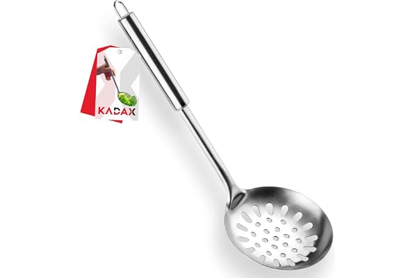 KADAX Classique Écumoire en Acier Inoxydable, Louche de Cuisine avec Poignée confortable, Ustensile de Cuisine, Louche Plate, Cuillère-Passoire