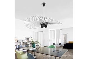GLZXMQBP Lustre Vertigo Suspension Noir 140 cm, Lampe Vintage Suspension Vertigo Rétro LED Salon Lustre for Intérieur Salon Fibre De Verre +Polyuréthane De Chapeau LED E27,Noir,140cm