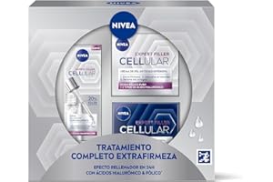 NIVEA Cellular Expert Filler - Pack Regalo Antiedad Crema de Día FP30, Crema de Noche y Sérum Rellenador - Con Ácido Hialurónico y Fólico - Antiarrugas - Todo Tipo de Piel - 3 x 50 ml