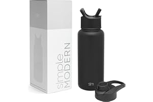 Simple Modern Gourde Isotherme avec Paille et Couvercle à Boire d'un Coup | Gourde Sport Adulte en Acier Inoxydable | Summit | 950ml | Midnight Black
