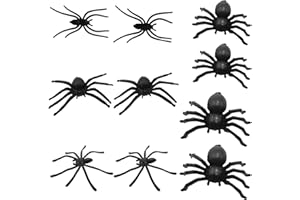 Simsky Simulazione Modello di Ragno Selvatico, 50 Pezzi Realistici Ragni per Decorazione di Halloween in Plastica, Simulazione Modello di Ragno Selvatico Realistico Spide Decorazione