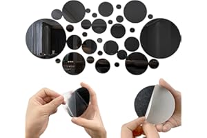 SHUIYUE 32 PièCes Miroirs Ronds Autocollants, Miroir Stickers Muraux, Rond Miroir Mural 3d DéCoratif Amovible DéCor Art Cercle Auto AdhéSif Diy Miroir Autocollant Mural 2.2/2.5/3.5/5.5/8/15cm (Noir)