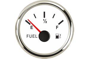 ARTILAURA 0-90 ohm Fuel Gauge 2 inch Boat Fuel Level Gauge 8 Color Marine Gas Tank Meter for Universal AUTO Car Truck Diesel RV Vehicle (White)