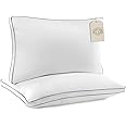 Hotel Linen Klub Set of 2 Down Feather Alternative Pillows with Double Piping - 100% Cotton Down Proof, Size: 50 x 75 cm, 1500 Grams/Piece, Elegant and Luxurious Hotel Quality Pillows