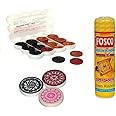 Optimus® Premium Carrom Combo H - 250 gm Disco Carrom Powder 1 Set Wooden Carrom-Men Coins & 3 Acrylic Strikers