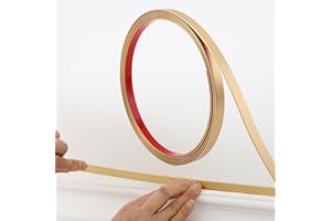 Taaizau Matte Gold Peel and Stick Wall & Molding Trim, Flexible DIY Strip For Mirror, Floor, Cabinet, Ceiling, Tile Edge (10m x 1cm)