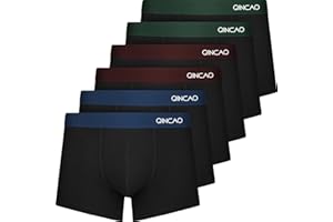 QINCAO Boxers Homme Lot de 6 Coton Pas d'étiquette Qui Gratte sous-vêtement Fitted Trunk Caleçons Ultra Doux Confortale