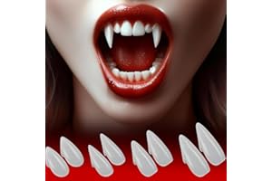 MUPKVY Vampire Teeth, Halloween Fangs with Adhesive, 4 Pairs Realistic Vampire Fang Fake Teeth Halloween Decorations Party Cosplay Props Werewolf Fang Vampire Dentures Party Favors Masquerade Accessories