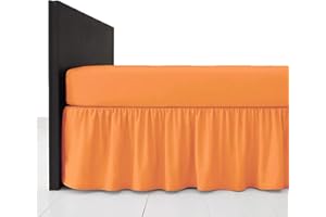 Comfy Nights Plain Dyed Polycotton Easy Care Frilled Base Valance In 19 Colors (Double, Peach)