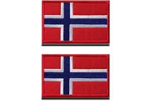 ZCKETO 2 St. Norwegen Flagge Patch- Taktisch Norwegisch Abzeichen, Bestickter Aufnäher mit Verschluss, Militär Aufkleber Bänder für Rucksäcke Kleidung Taschen Uniform Weste Jersey