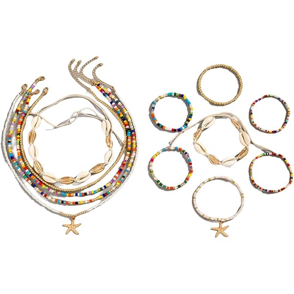 Set Gioielli Bohémien Con Conchiglie – 1 Paio Orecchini E 1 Collana, Lega Di Zinco Color Oro, Design Oceano, Accessori Per Vacanze Al Mare