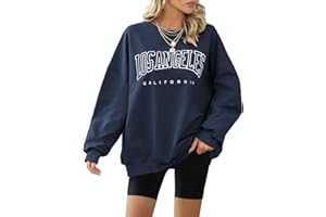 Xnova Felpa Donna Girocollo Felpa Oversize Donna Casual Maniche Lunghe con Stampa Lettera Los Angeles Sweatshirt Pullover Crop Top