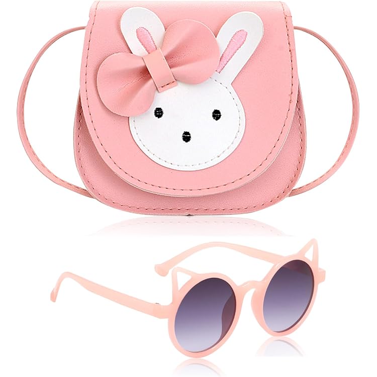 CWPFVQA Sac à Bandoulière En Paille Papillon Beige + Lunettes De Soleil Fleur - Ensemble Mignon Pour Filles Et Enfants
