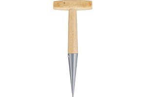 Xclou Pflanzholz - Setzholz zum Pflanzen - Blumenzwiebelpflanzer - Pflanzhelfer mit Querkruecke und Stahlspitze - Pikierstab für die Erde