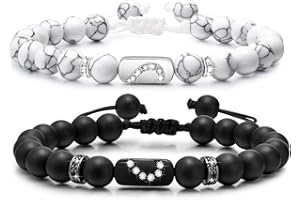 FLHEART Partnerarmbänder Pärchen Armband Paare Freundschaftsarmband - 8MM Natursteinen mit Herz Puzzle Partner Armbänder für Herren Damen Beste Freundin Paar Geschenke für Valentinstag Geburtstag Weihnachten