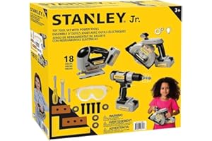 2SWORDS Stanley Jr. 18pc Power Tool Set Play Tools For Kids Realistic Educational Play Tools (stanley Jr Tool 18 pcs)