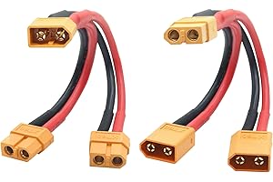 Riertostng 1Pair Short XT60 Parallel Battery Connector Cable,14AWG XT60 Male to Female Y Splitter Adapter Cable,10cm/3.93inch for RC Multicopter Quadcopter