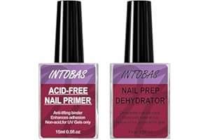INTOBAS Primer Unghie e Nail Prep Disidratatore Kit,Primer Semipermanente Unghie Gel,Acidi Pro Bonder UV per Polvere Acrilica e Smalto Unghie Gel