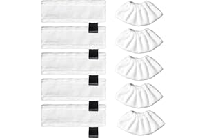 ANBOO 10 sztuk akcesoriów do parowca Kärcher Easyfix SC2 SC3 SC4 SC5 SV7, zestaw ściereczek z mikrofibry do Kärcher SC1 SC2 SC3 SC4 SC5 SV7 (5 ściereczek podłogowych + 5 pokrowców z tkaniny)