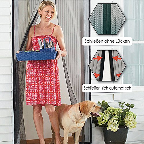 Auxent Fliegengitter Tür 100 x 220cm mit Magnetverschluss, Insektenschutz Magnetvorhang für Wohnzimmer, Balkontür, Kellertür und Terrassentür, Kinderleichte Klebemontage ohne Bohren, Schwarz - 5