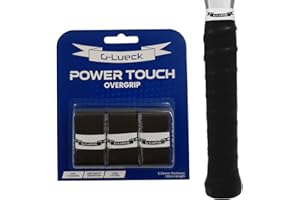 G-Lueck Lot de 3 surgrip Tennis Power Touch Overgrip (très adhérent et Durable) - 0,60 mm d'épaisseur - pour Padel, Badminton, Squash - avec Bande de Finition autocollante - Antidérapantes