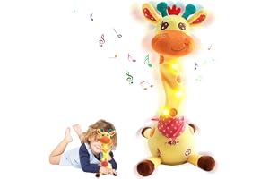 MeHoo Pratande giraff, dansande giraff, talande giraff leksak | sjungande giraff mjukis med volymregleringsfunktion, ljus baby mjukis upprepa vad du säger