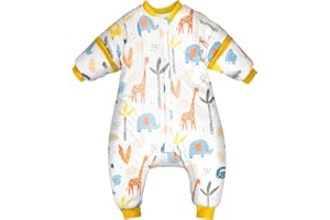 MOEMOE BABY Saco de Dormir con Pies, Saco de Dormir de Invierno 2.5 TOG Saco de Dormir de Bebé con Piernas Mangas Jirafa XXL/7-9 AÑOS