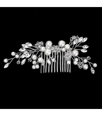 Pettine per capelli da sposa con perle e strass in argento, accessorio da sposa in oro