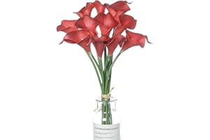huaao 12pcs Lirios de Cala Flores Artificiales Rojos en Latex, Flores Falsos Realista Decoración Aniversario, Matrimonio, Boda, Hogar, Fiesta, Oficina, Arreglos Florales, Bouquets Flor Nupcial