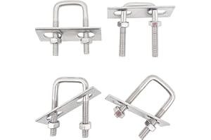 PEZEEU 4 Pz Bullone a U quadrato M6x50x30mm U Bolt in Acciaio Inox 304 con Dado e Rondella Bulloni a U Quadrati Cavallotto per Hardware di Coperta per applicazioni automobilistiche, domestiche, industriali