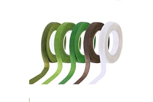 Rmeet Cinta Floral,Verde Cinta de Tallo 5 Pack Floristería Cinta del Tallo Cinta Adhesiva Tape para Flores Artificiales Boda Decoraciones Ramo Artesanía 12MM 30 Yard/Roll