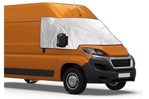 LCAUTFR Auto Windschutzscheib Abdeckung für FIAT Ducato Externe Thermo Frontscheibe Sonnenschutz für Wohnmobil Oxford Frontscheibenabdeckung Wrap Cover Anti Schnee Frost EIS Silber