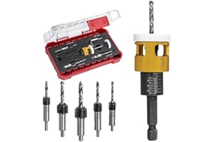 CNANRNANC 5 Stück Senkbohrer Set für Holz Mit Verstellbarem Tiefenanschlag Senker-Bohrer-Set für Holzverarbeitung Kunststoff