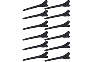 FANJUANLAN 12 Pezzi Fermagli per Capelli, Plastica Pinze per capelli Professionali, Fermagli per Capelli a Becco D'anatra, per Donna Ragazze Strumento per Parrucchiere, Nero