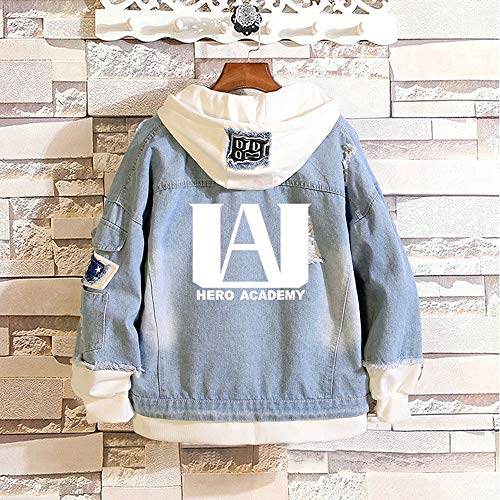 I TRUE ME Boku No Hero Academia My Hero Academia Denim Chaqueta gráfica Sudadera Cosplay Unisex Anime Chaqueta Mens gráfico Sudadera con Capucha,4,L