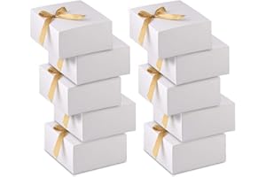 Gift Boxes with Lids, WantGor 10 Pack 8x8x4inch Kraft Paper Gift Wrap Boxes for Gifts, Bridesmaids, Chocolate, Cupcake, Crafting (White)