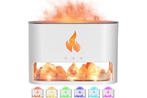 WISDOM LINE Diffusore di Oli Essenziali con Lampada di Sale dell'Himalaya, 150ml, Umidificatore a Nebbia Fredda, Luminosità Multicolore