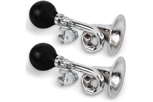 Cozihom Bike Bugle Horn, Metal Squeeze Clown Bugle for Bicycle, Bicycle Bell, Universal, Fit for 22.2mm Handlebar, 2 Pack