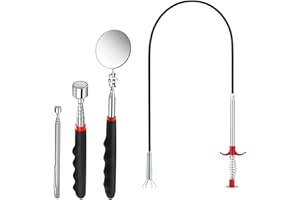 FINELYCR Aimant Mecanique Auto, Pince Magnétiseur Outils, Aimant Télescopique, Miroir Télescopique, Télescopique et Flexible, Utilisé pour Ramasser de Petites Pièces, des Pièces Automobiles