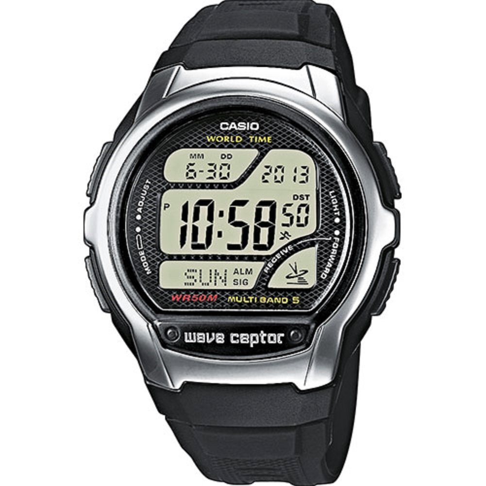 Casio WAVE CEPTOR Orologio con Ricezione Segnale Radio, Nero, Digitale,  Uomo con Cinturino in Resina, WV-58E-1AVEF