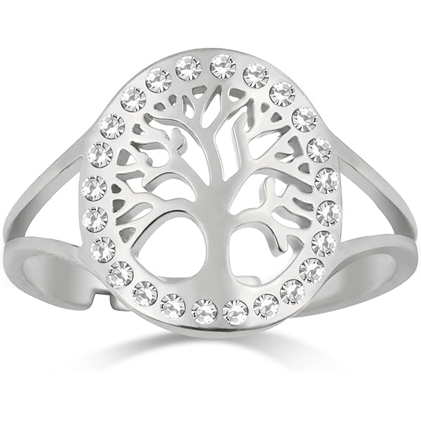 MILAKOO Bracciale Albero Della Vita – Bangle Donna In Acciaio Inox, Argento, 6mm