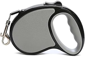 ANNA FLOWERS Guinzaglio Retrattile Allungabile per Cani Flessibile per Addestramento e Passeggiate, per Cani Piccoli, Medi e Grandi (5 Metri, Rosso) (grigio)