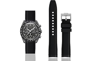 OLLREAR Cinturino in Gomma Curvo Compatibile con Omega x Swatch Speedmaster MoonSwatch 20mm Cinturino Morbido di Ricambio per Uomo e Donna