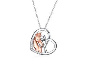 YFN Naszyjnik z wisiorkiem w kształcie konia, biżuteria ze srebra wysokiej próby 925, dziewczęta, prezent dla kobiet, dziewcząt