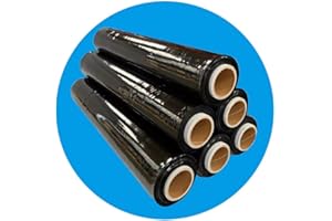 AMD NEXUS Multi Use Strong 6 Pallet Wraps | Tear Resistant | Water & Moisture Proof Pallet Stretch Shrink Wrap| High-Quality Easy to Use Pallet Wrap 400mm x 250m (Black)