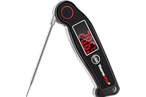 ThermoPro TP19B Wodoodporny termometr do żywności, termopara, natychmiastowy odczyt, termometr do gotowania, do kuchni, grilla, cyfrowy termometr do mięsa z oburęcznym podświetleniem, do cukierków,